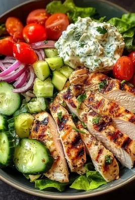 Greek Chicken Salad Bowl with Tzatziki & Feta