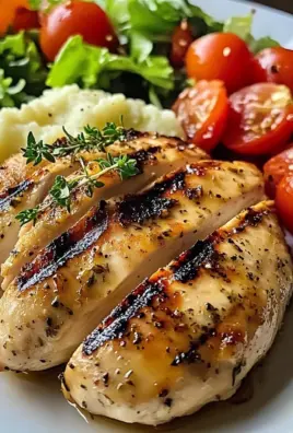 Grilled Garlic Herb Chicken with Creamy Mashed Potatoes & Fresh Garden Salad