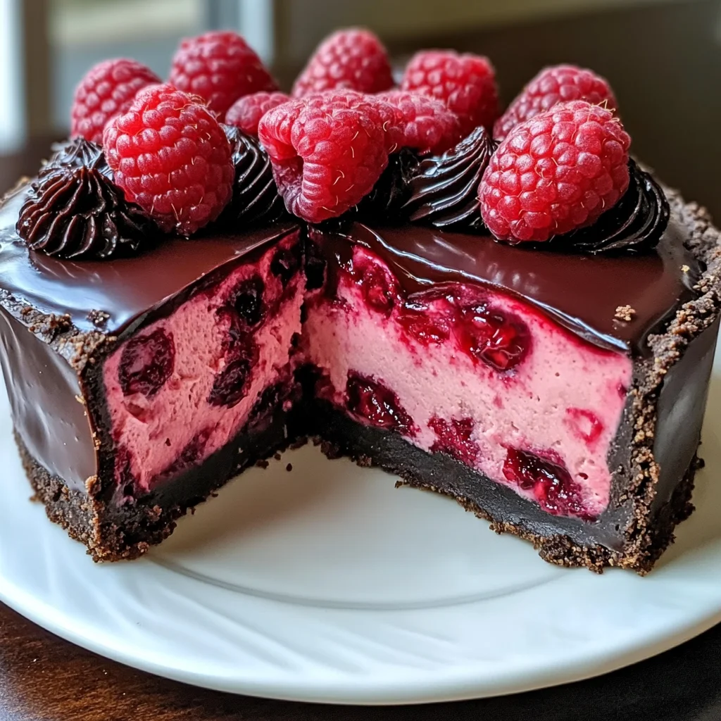 Indulge in Decadent Dark Chocolate Raspberry Cheesecake