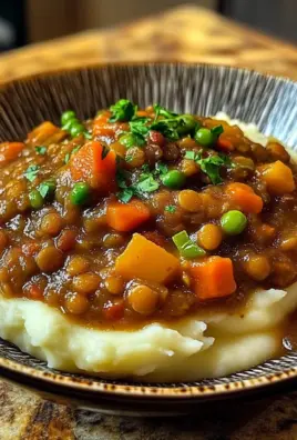 Lentil Stew Over Mashed Potatoes