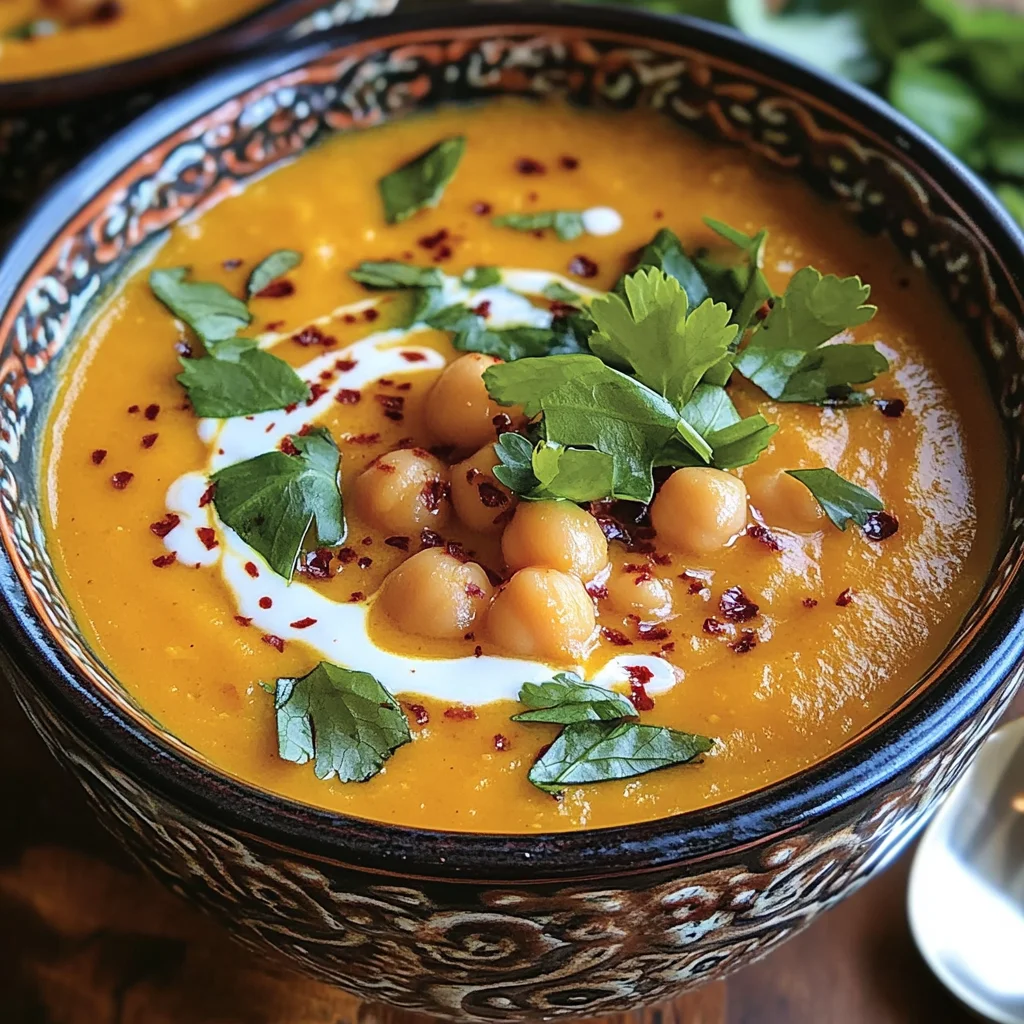 Moroccan Sweet Potato Soup with Chickpeas