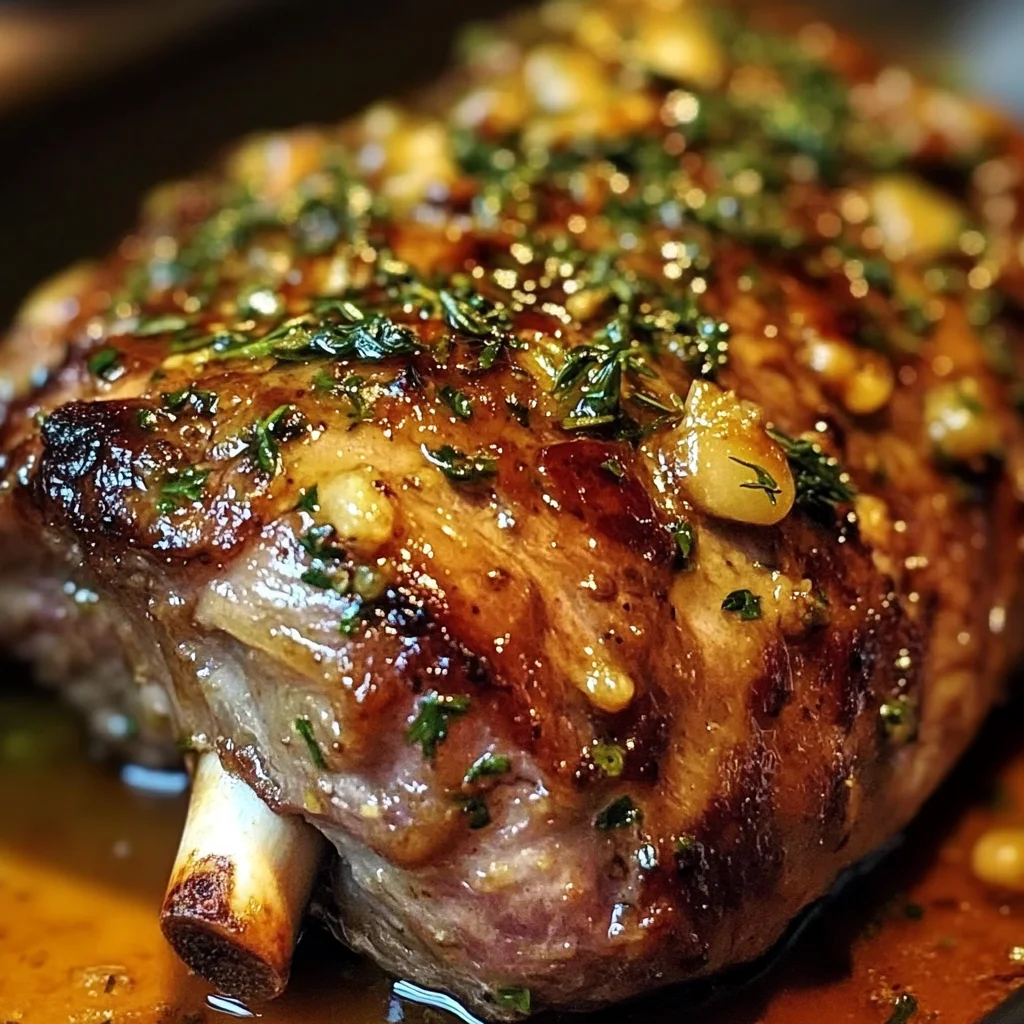 Roasted Lamb Leg with Honey-Dijon Glaze
