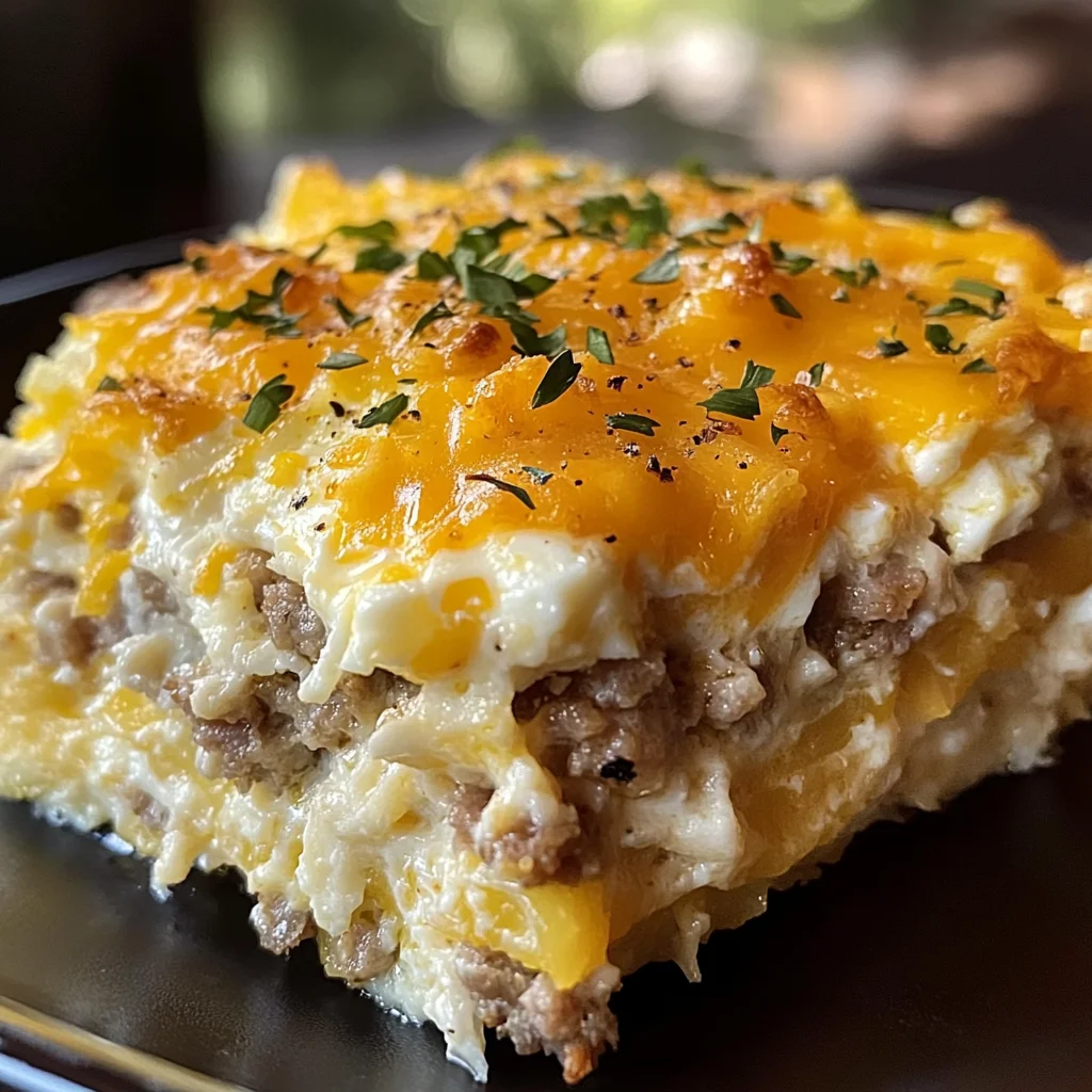 Sausage, Egg, and Cream Cheese Hashbrown Casserole
