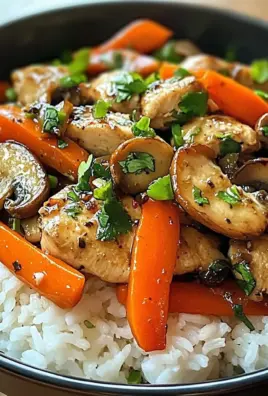 Savory Chicken Stir-Fry with Mushrooms, Carrots & Rice