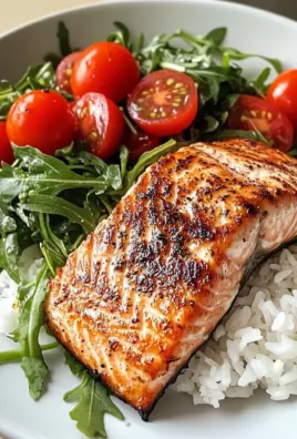 Seared Salmon with Rice & Arugula Tomato Salad