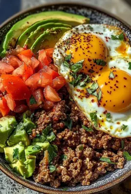 Spicy Avocado & Beef Protein Bowl with Fried Eggs