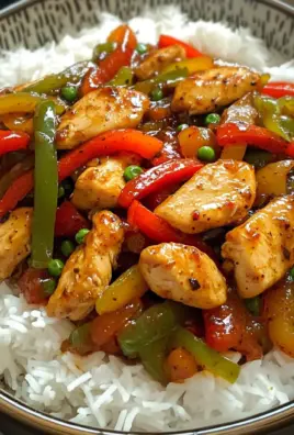 Spicy Chicken Stir-Fry with Peppers & Rice