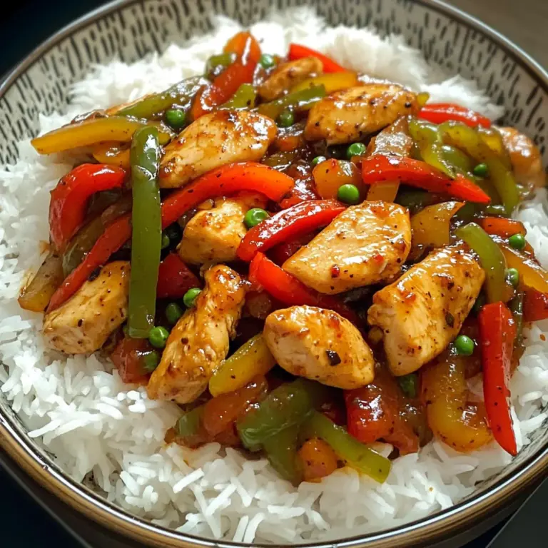 Spicy Chicken Stir-Fry with Peppers & Rice
