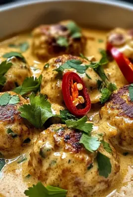Thai Chicken Meatballs in Coconut Curry Sauce