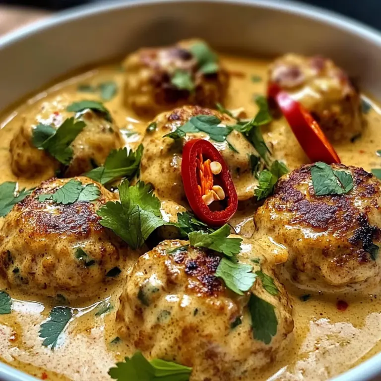 Thai Chicken Meatballs in Coconut Curry Sauce