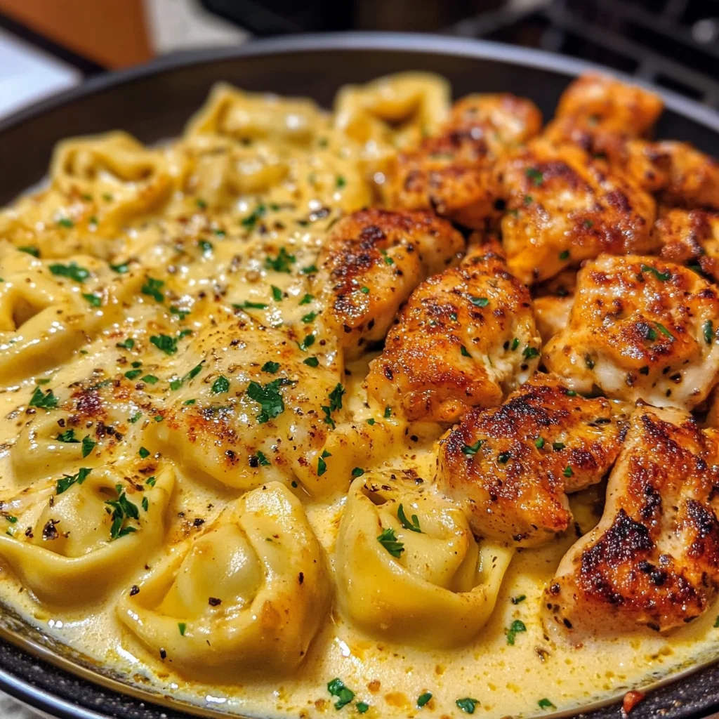 Velvety Cajun Chicken Tortellini with Three-Cheese Sauce