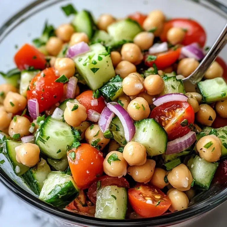 Chickpea Salad with Cucumbers and Tomatoes