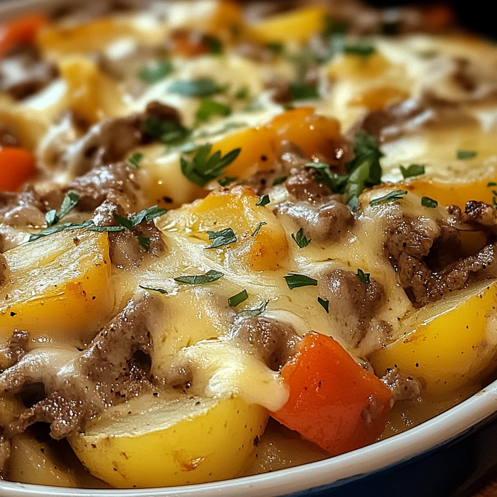 Crockpot Cheesesteak Potato Casserole Recipe