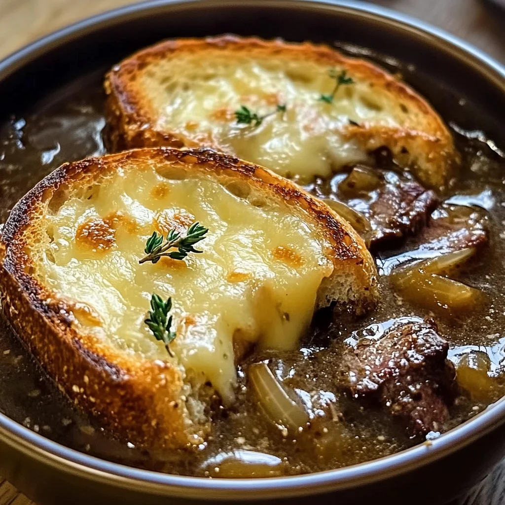 French Onion Short Rib Soup with Gruyère Toast