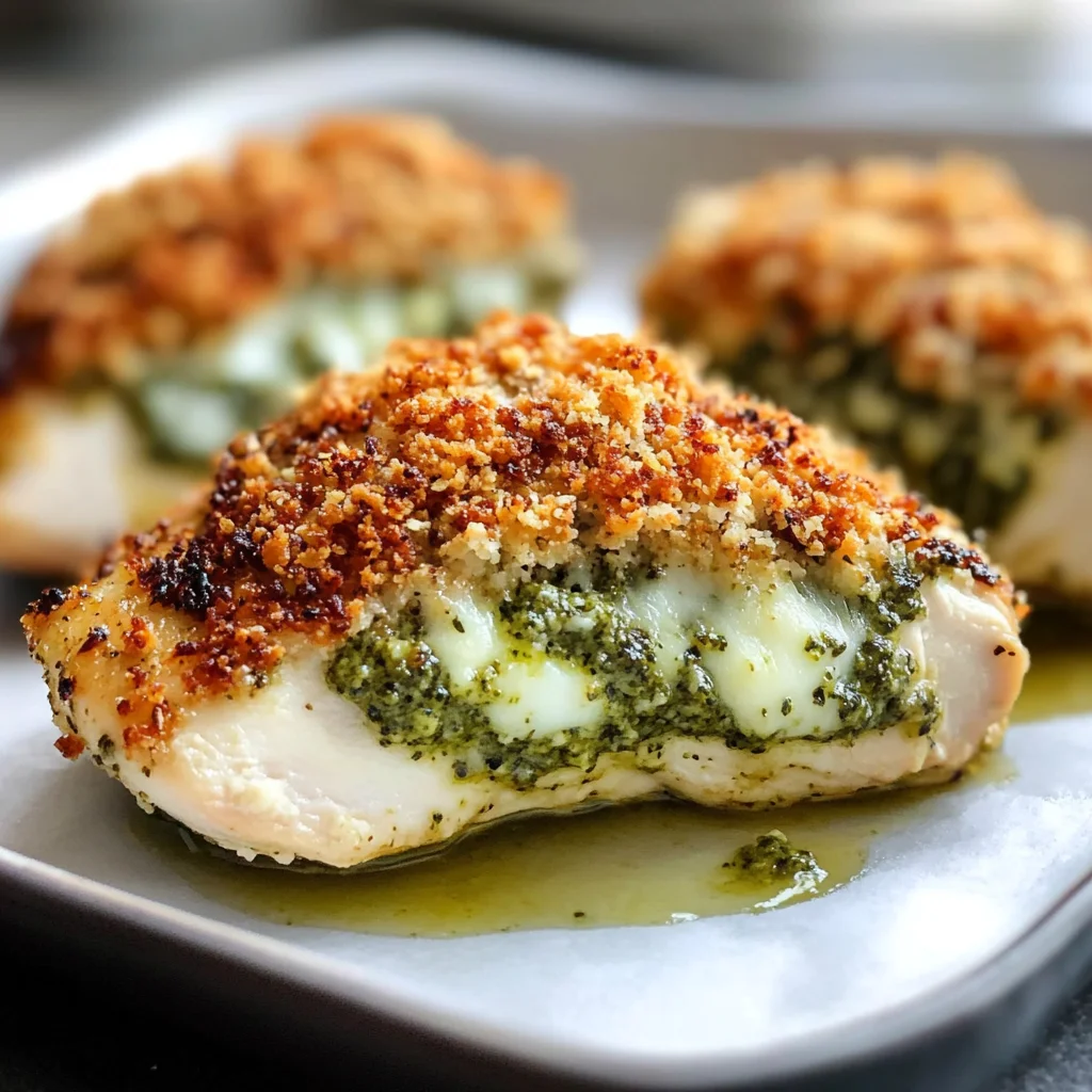 Healthy Pesto Stuffed Chicken Breast
