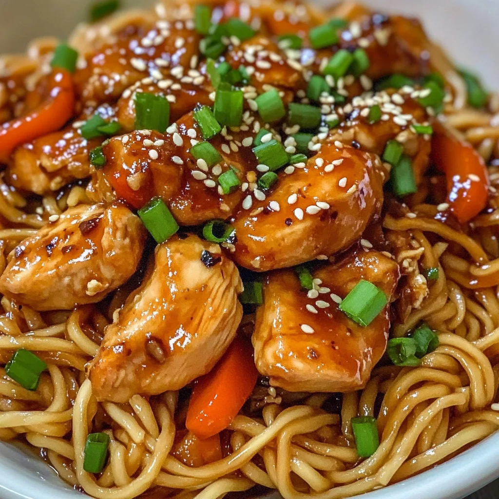 Sticky Garlic Chicken Noodles