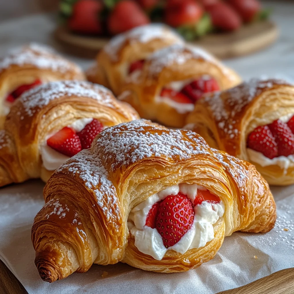 Strawberry Cream Stuffed Croissants