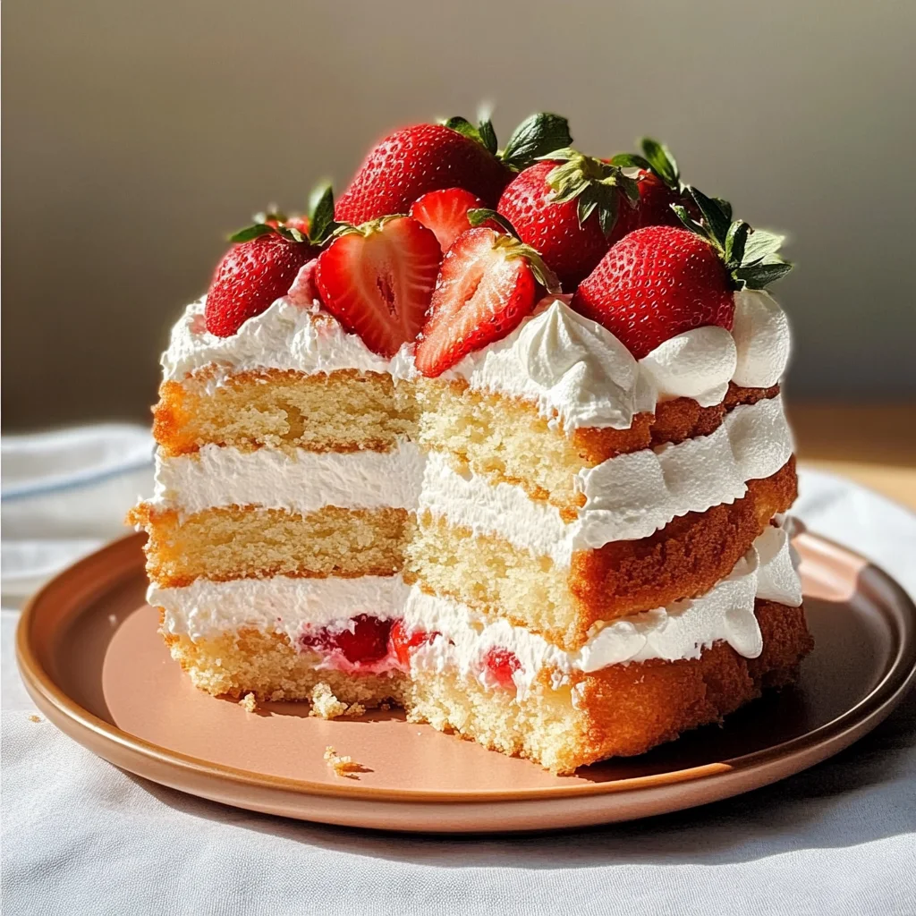 Angel Food Cake with Strawberries & Cream