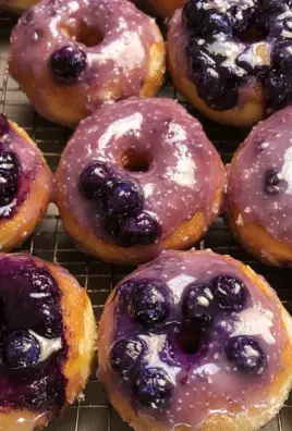 Blueberry Cake Donuts with Blueberry Glaze