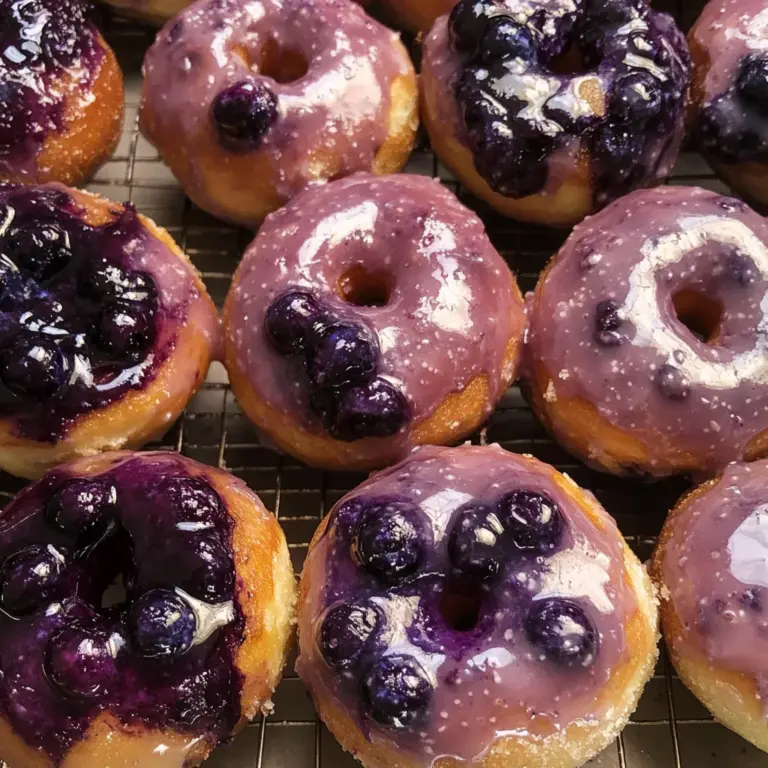 Blueberry Cake Donuts with Blueberry Glaze