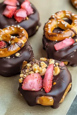 Chocolate Dipped Strawberry Yogurt Pretzel Bites