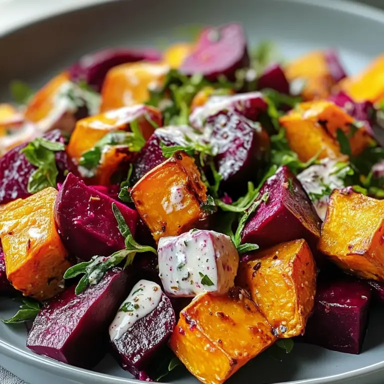 Creamy Roasted Beet Salad with Sweet Potato