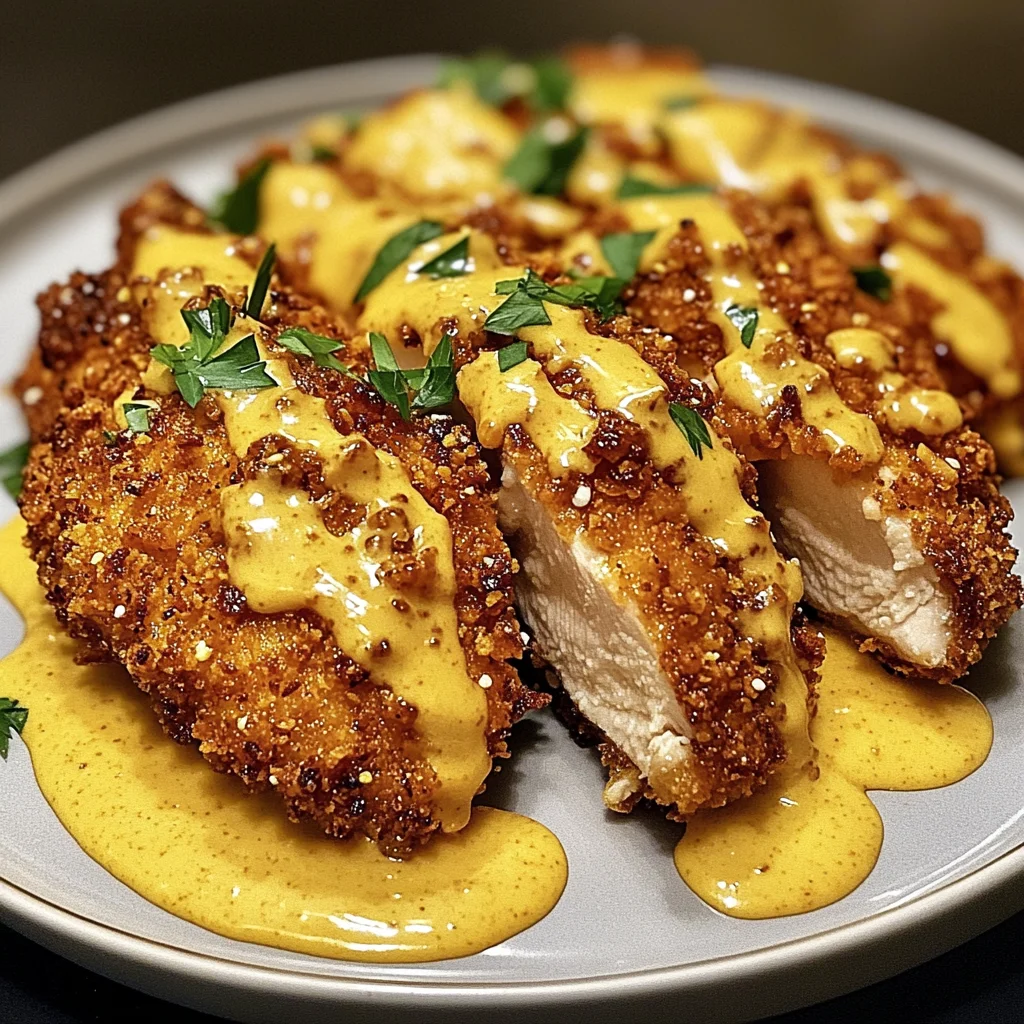 Crispy Pretzel Crusted Chicken with Cheddar Mustard Sauce Recipe
