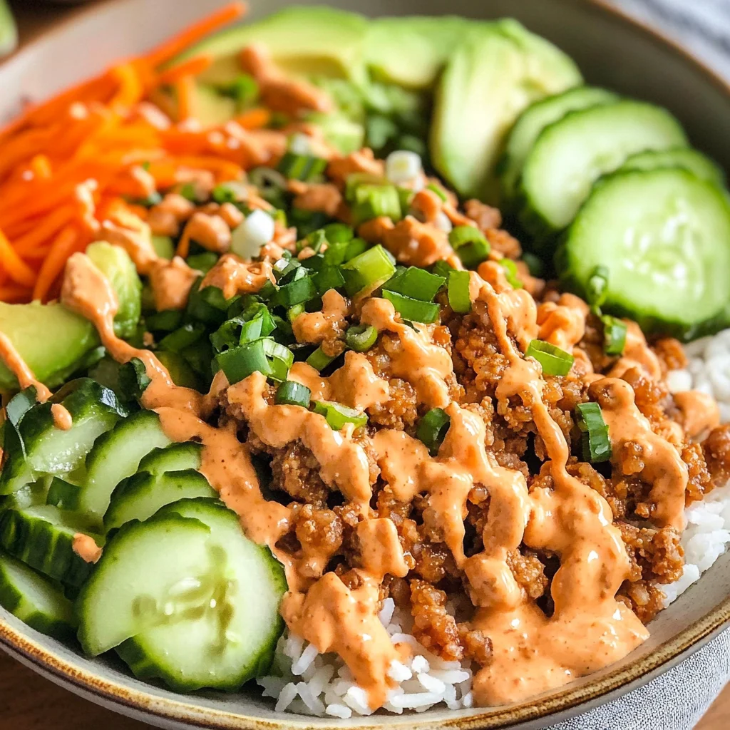 Ground Turkey Rice Bowls with Bang Bang Sauce