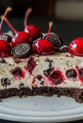 Oreo Cherry Chocolate Chip No Bake Cheesecake Recipe