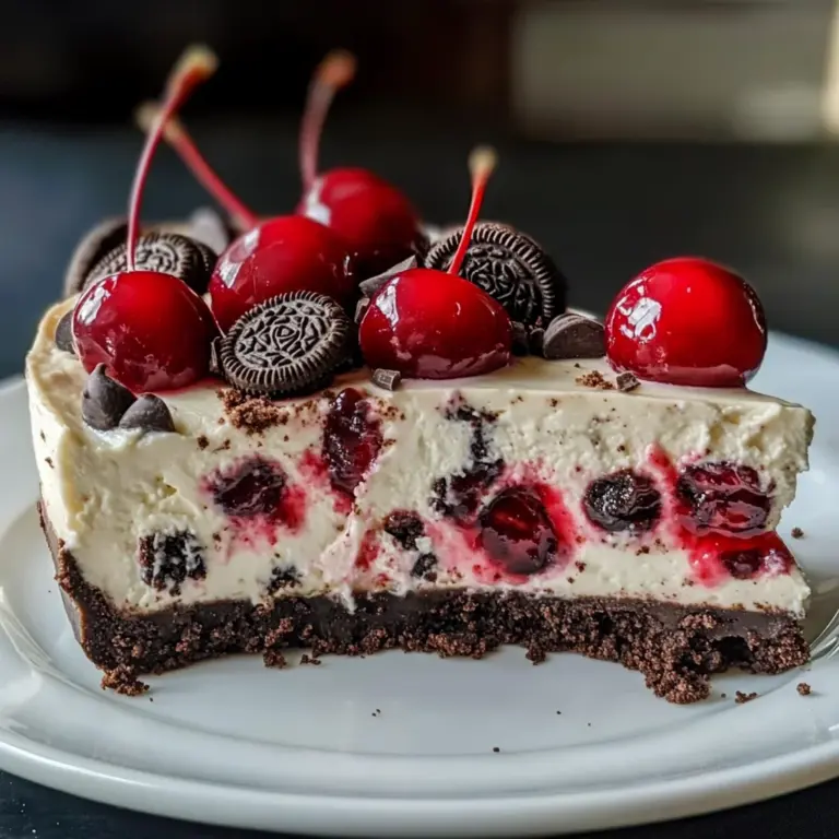 Oreo Cherry Chocolate Chip No Bake Cheesecake Recipe