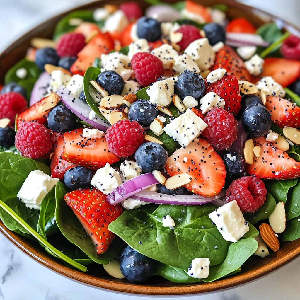 Spinach Berry Salad with Sweet Poppy Seed Dressing