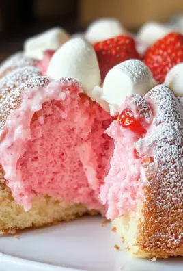 Strawberry Marshmallow Cake (Strawberry Bundt Cake with Marshmallow Cream Filling)