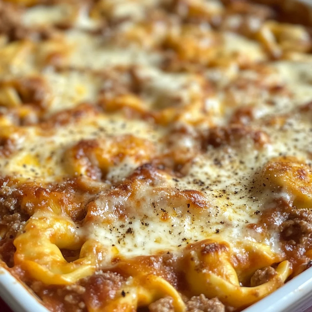 Cheesy Baked Tortellini Casserole With Meat Sauce