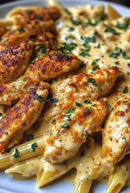 Garlic Parmesan Chicken Penne in Creamy Cajun Three-Cheese Sauce
