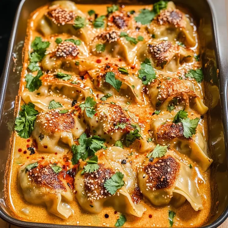 One Pan Baked Dumplings