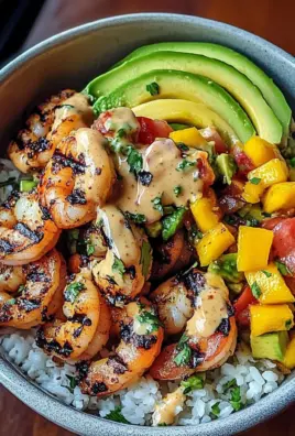 Shrimp and Avocado Bowls with Mango Salsa & Lime-Chili Sauce